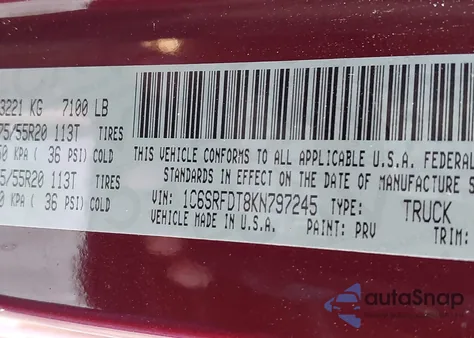 2019 Ram 1500 Laramie 4X4 6'4 Box from USA, damaged, VIN 1C6SRFDT8KN797245